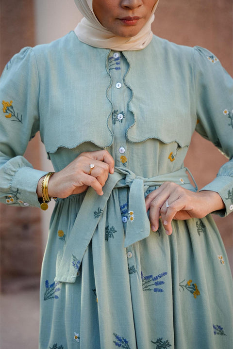 NAEMA DRESS IN TEAL FLORAL