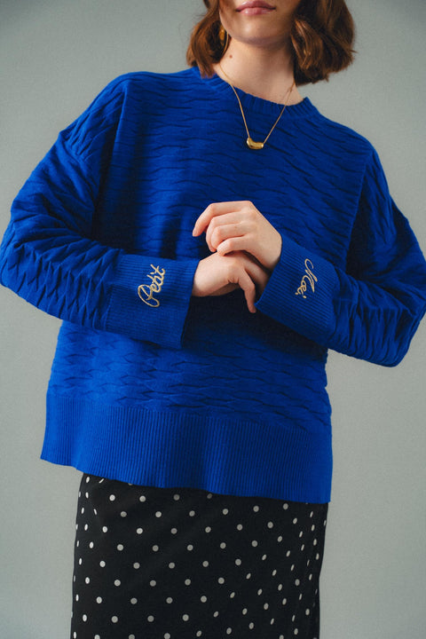 NUVOLA KNIT SWEATER IN BLEU ELECTRIQUE