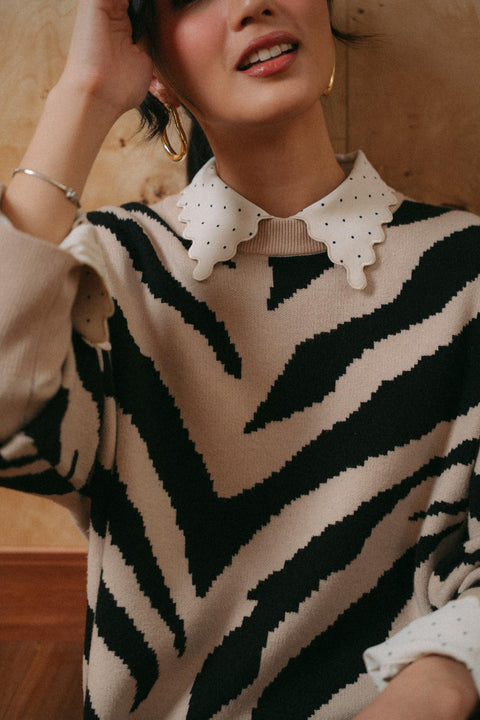 VICKY KNIT SWEATER IN ZEBRA (ADULT)