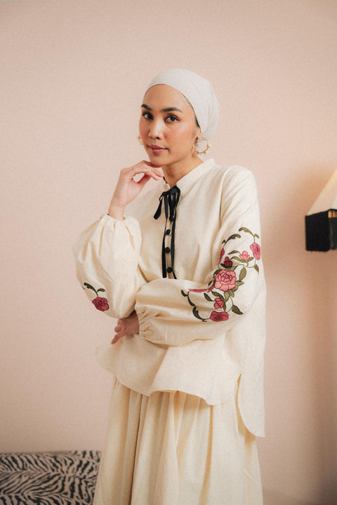 MARGUERITE BLOUSE IN VELOUR ROSE