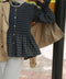 BOWEN SMOCKED BLOUSE IN NAVY TARTAN