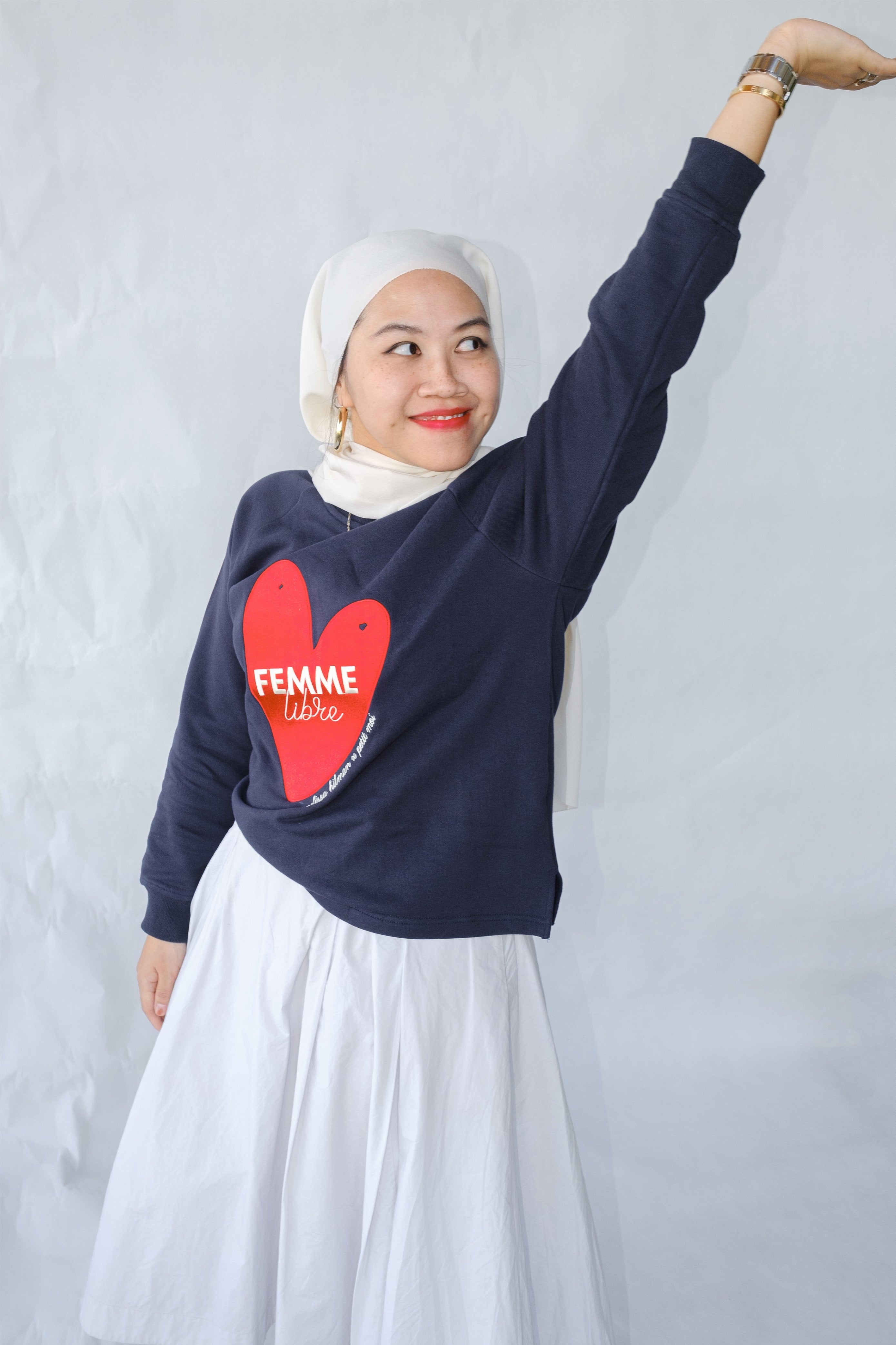 international women's day jumper in blue