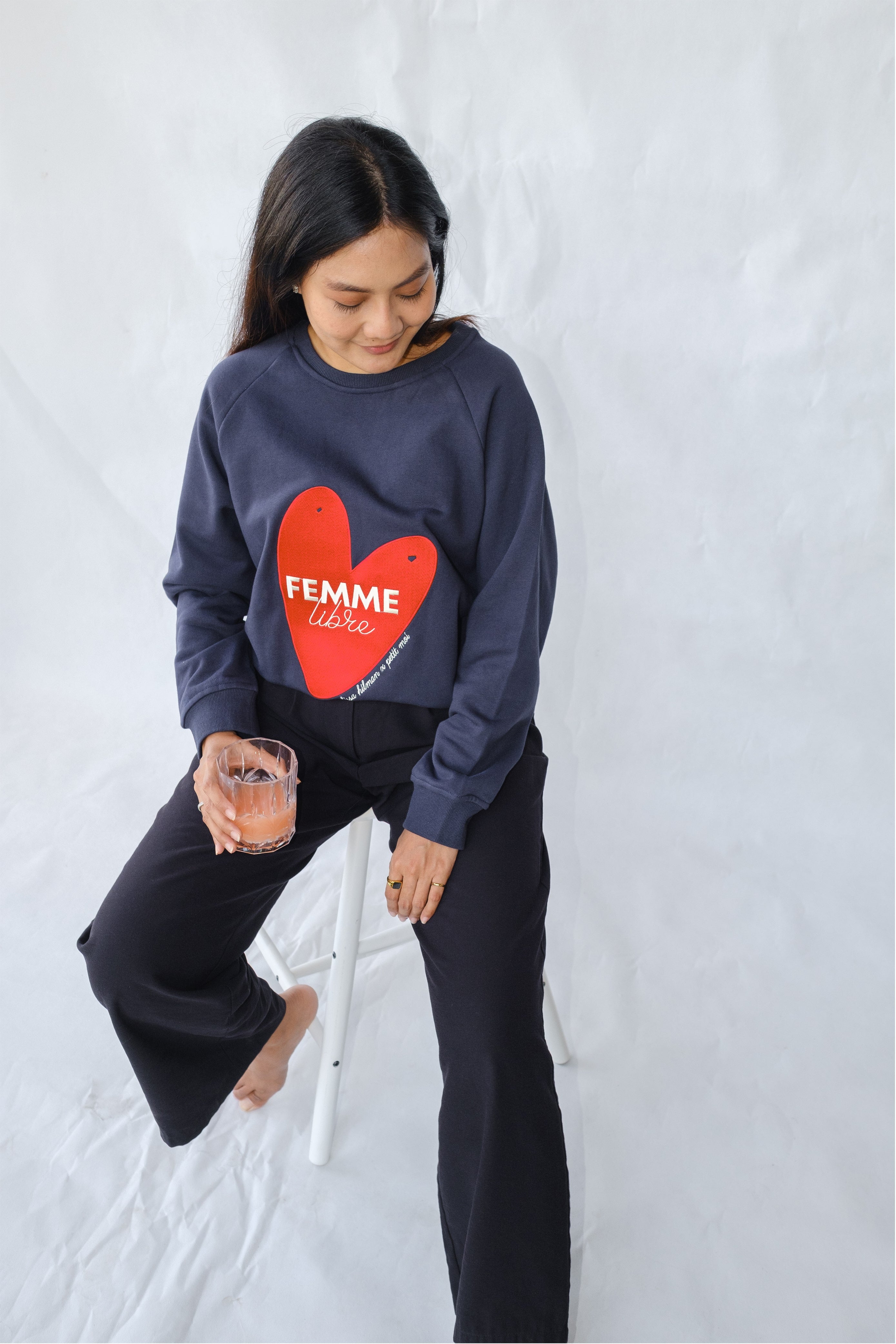 international women's day jumper in blue