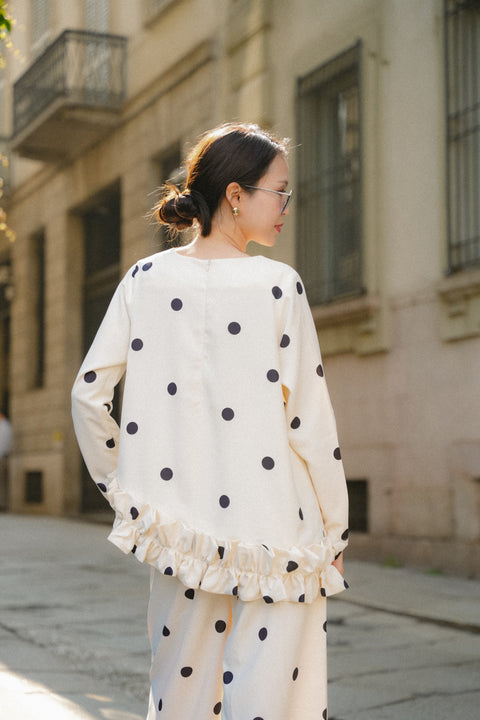 BRERA RUFFLE TOP IN POLKA
