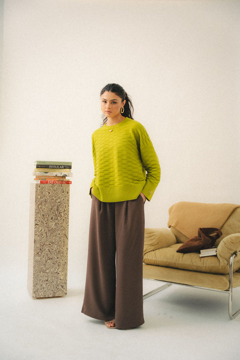 NUVOLA KNIT SWEATER IN CHARTREUSE