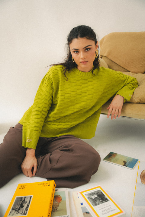 NUVOLA KNIT SWEATER IN CHARTREUSE