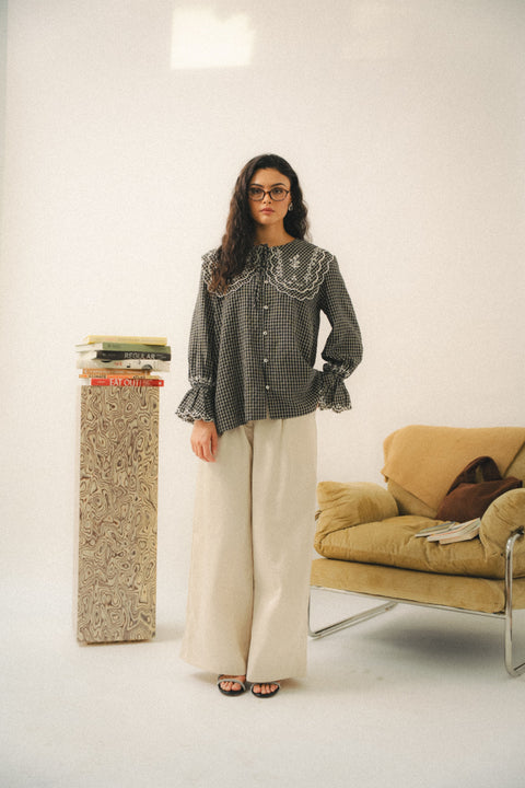 SERENDIPITY BLOUSE IN NOIR GINGHAM