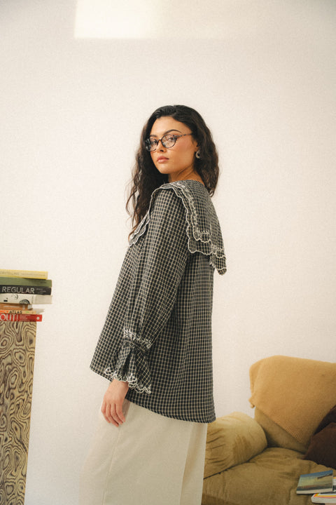 SERENDIPITY BLOUSE IN NOIR GINGHAM