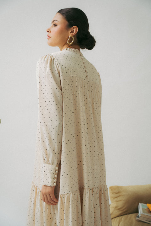 JULIA DRESS IN VANILLA POLKA
