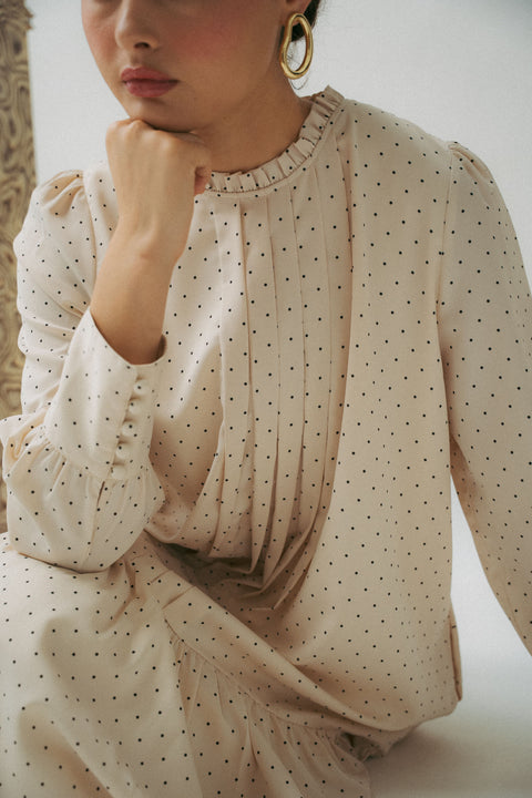 JULIA DRESS IN VANILLA POLKA