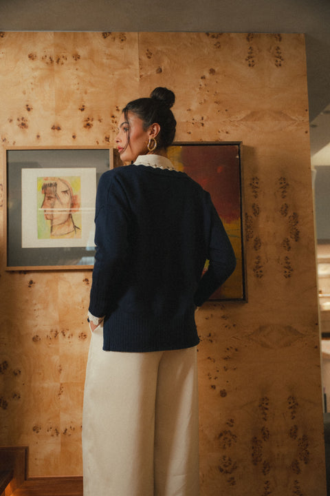 CLASSIC CARDI IN BLEU MARINE