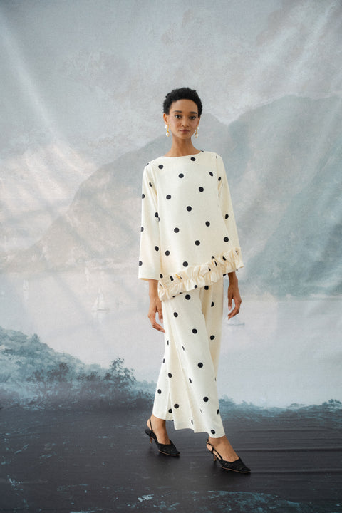 BRERA RUFFLE TOP IN POLKA