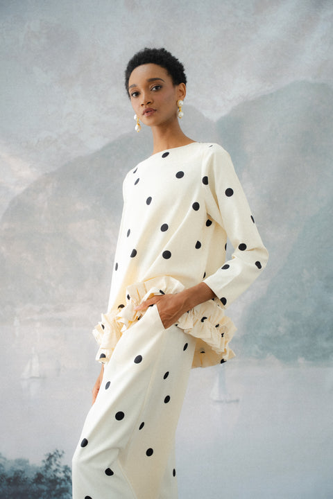 BRERA RUFFLE TOP IN POLKA