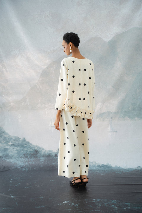 BRERA RUFFLE TOP IN POLKA