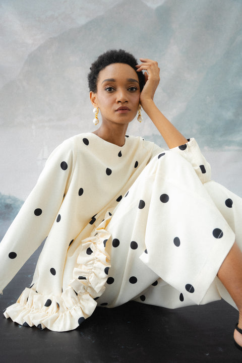 BRERA RUFFLE TOP IN POLKA
