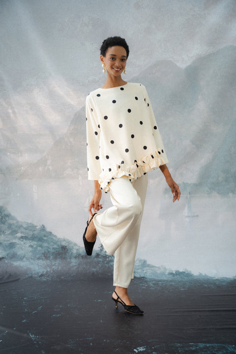 BRERA RUFFLE TOP IN POLKA