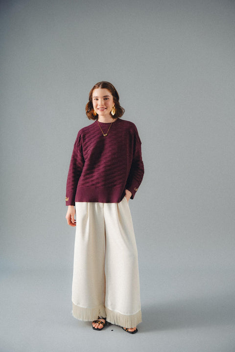 NUVOLA KNIT SWEATER IN CASSIS