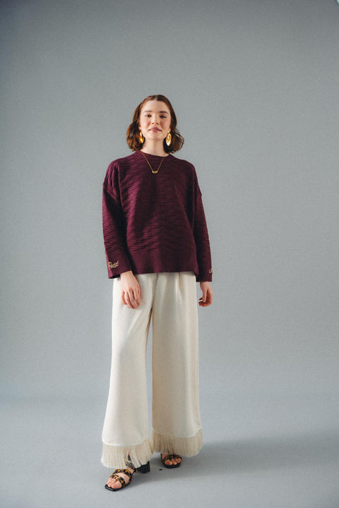 NUVOLA KNIT SWEATER IN CASSIS