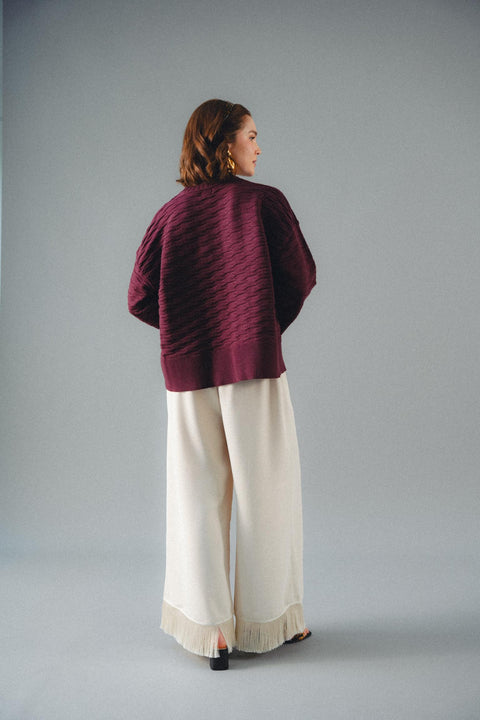 NUVOLA KNIT SWEATER IN CASSIS