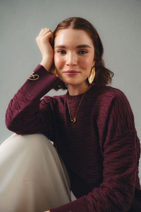 NUVOLA KNIT SWEATER IN CASSIS
