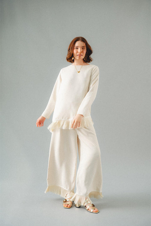 BRERA FRINGE TROUSERS IN VANILLE