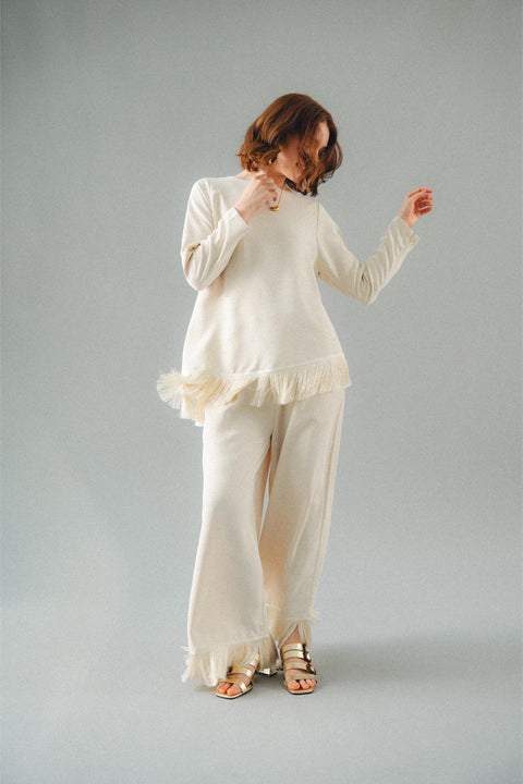 BRERA FRINGE TROUSERS IN VANILLE