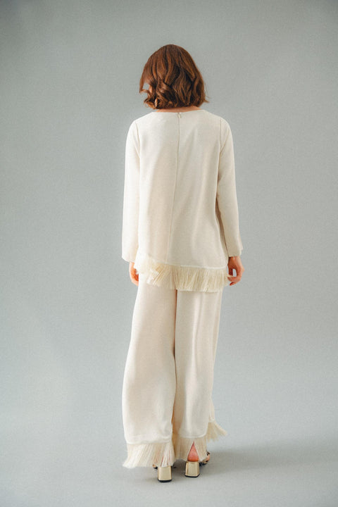 BRERA FRINGE TROUSERS IN VANILLE