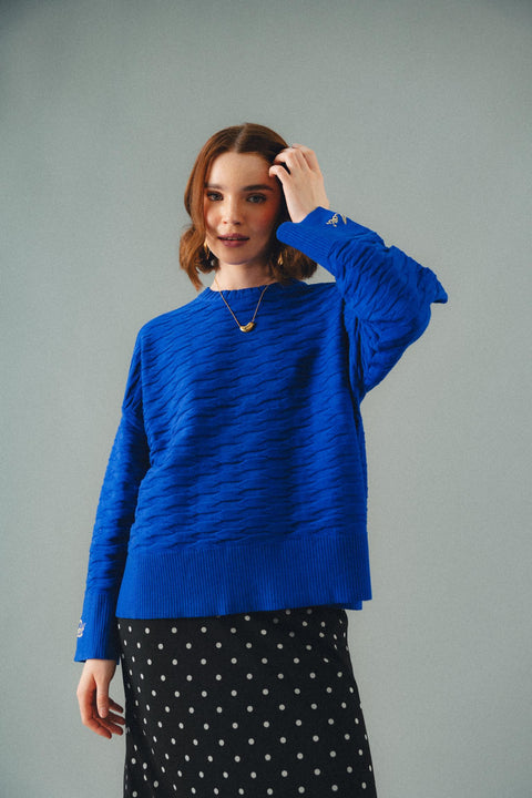 NUVOLA KNIT SWEATER IN BLEU ELECTRIQUE