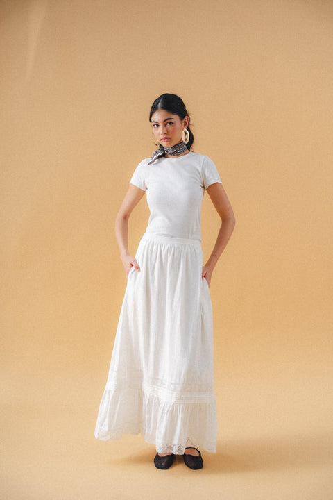 ISCHIA COTTON SKIRT IN PORCELAIN