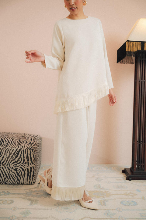 BRERA FRINGE TROUSERS IN VANILLE