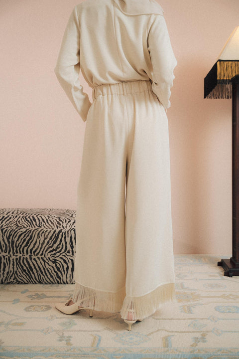 BRERA FRINGE TROUSERS IN VANILLE