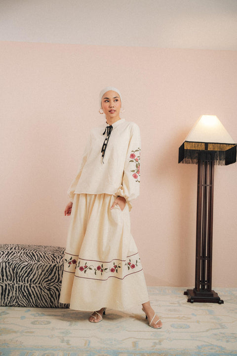 MARGUERITE SKIRT IN VELOUR ROSE
