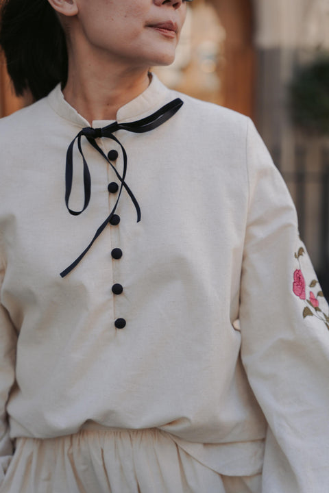 MARGUERITE BLOUSE IN VELOUR ROSE