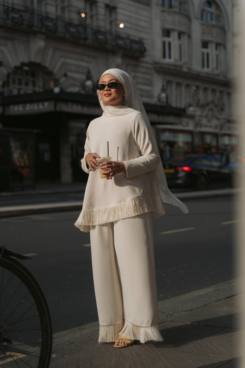 BRERA FRINGE TOP IN VANILLE