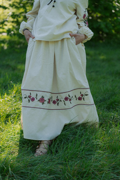 MARGUERITE SKIRT IN VELOUR ROSE