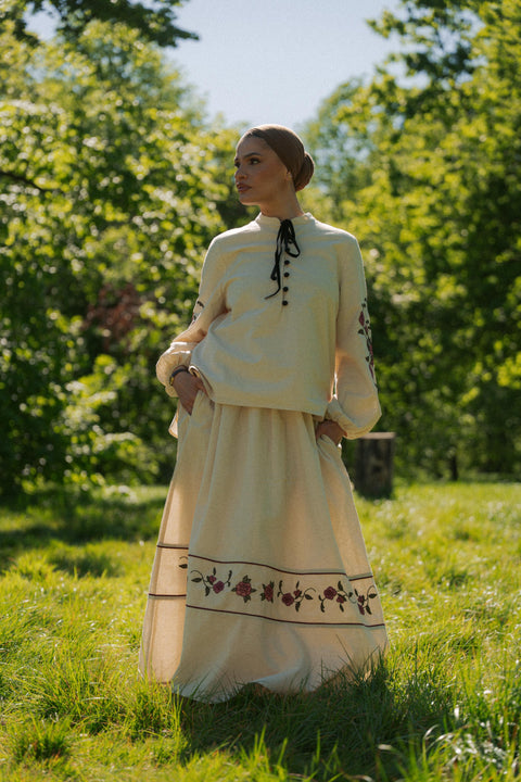 MARGUERITE SKIRT IN VELOUR ROSE