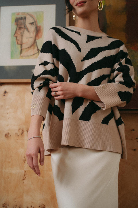 VICKY KNIT SWEATER IN ZEBRA (ADULT)