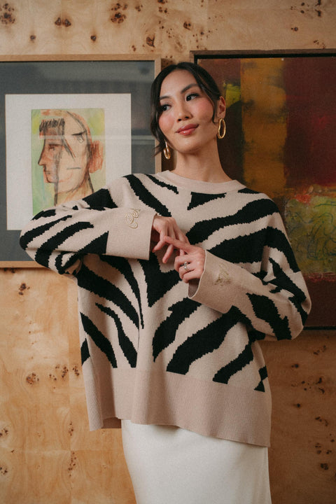 VICKY KNIT SWEATER IN ZEBRA (ADULT)