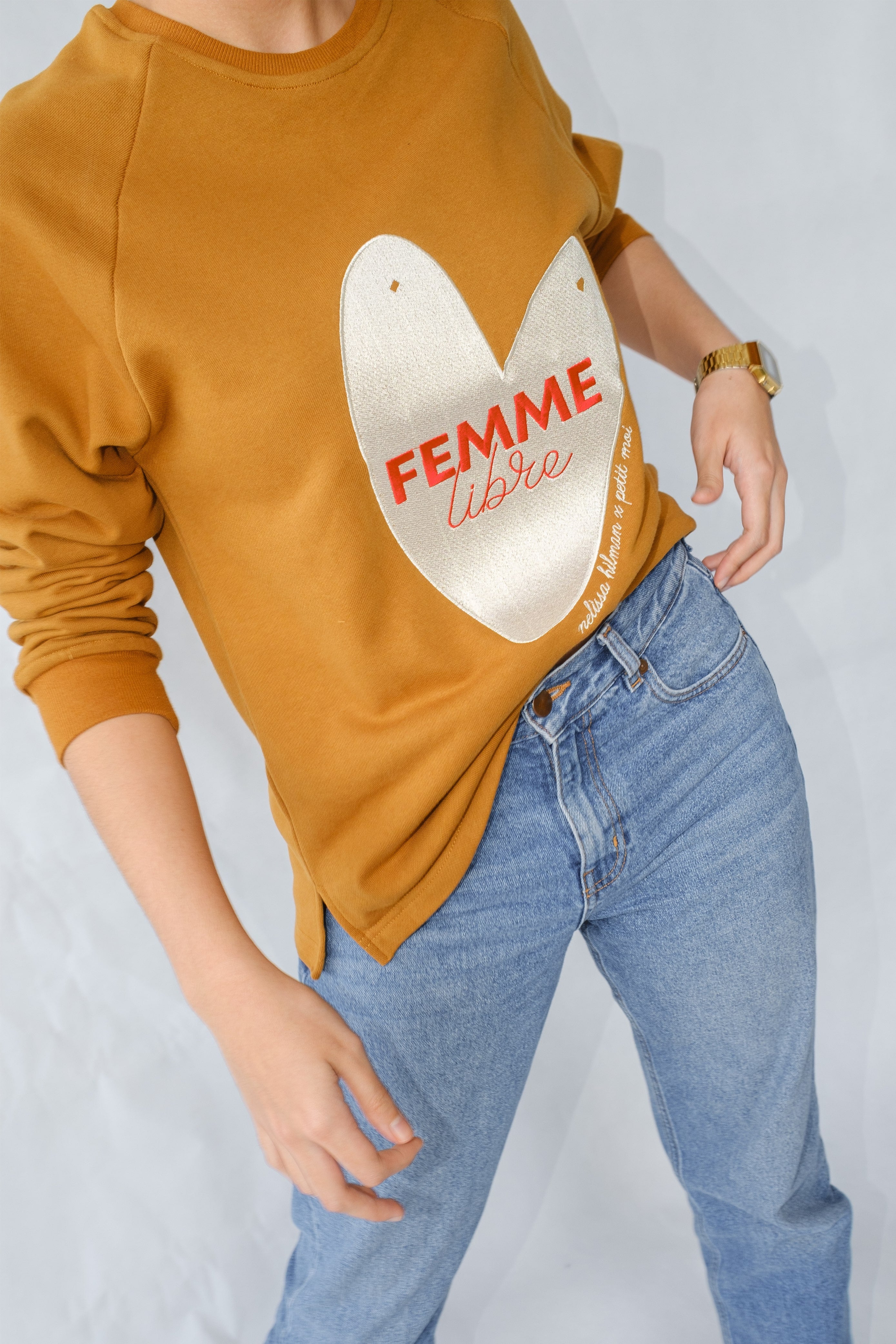 international women's day jumper in toffee