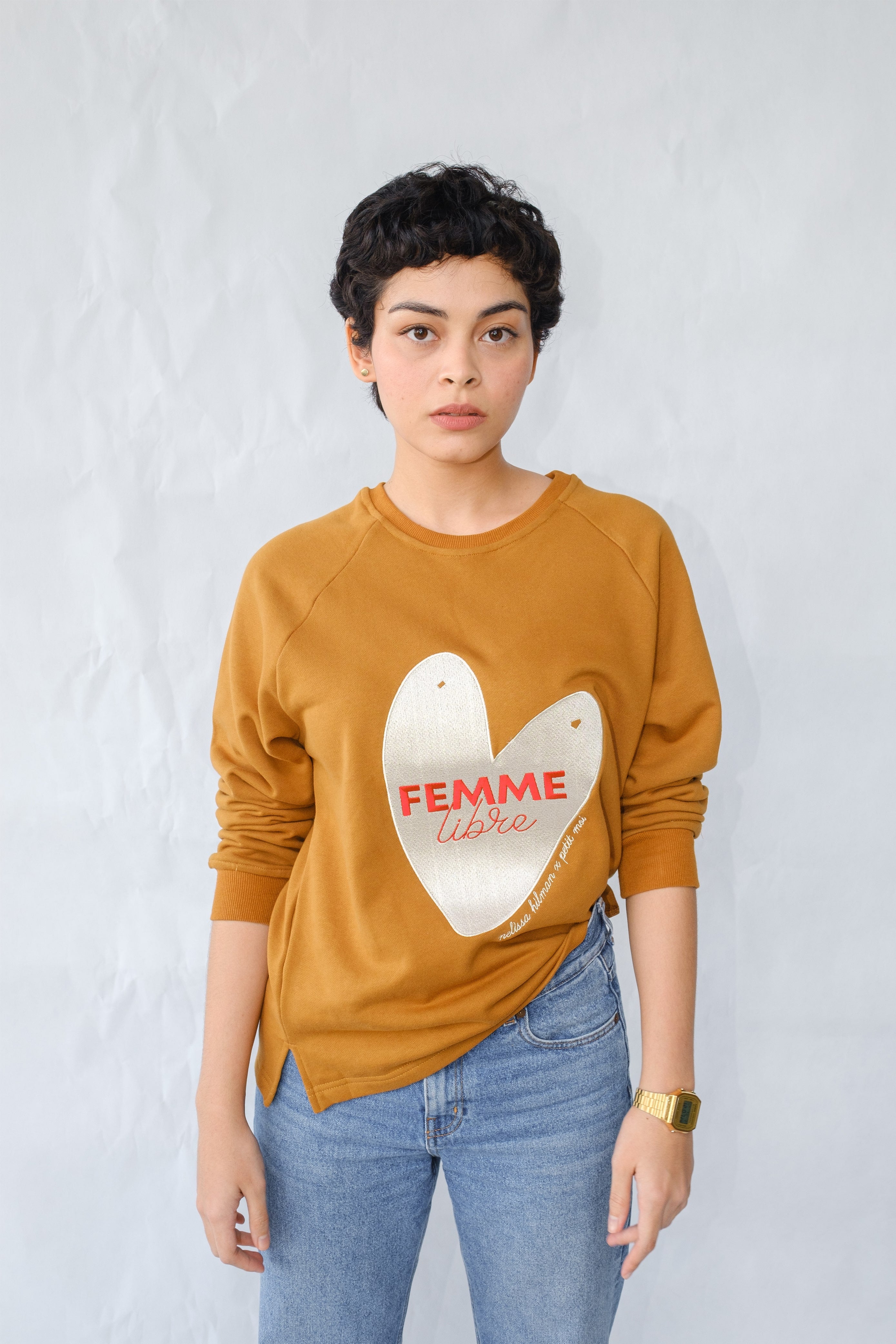 international women's day jumper in toffee
