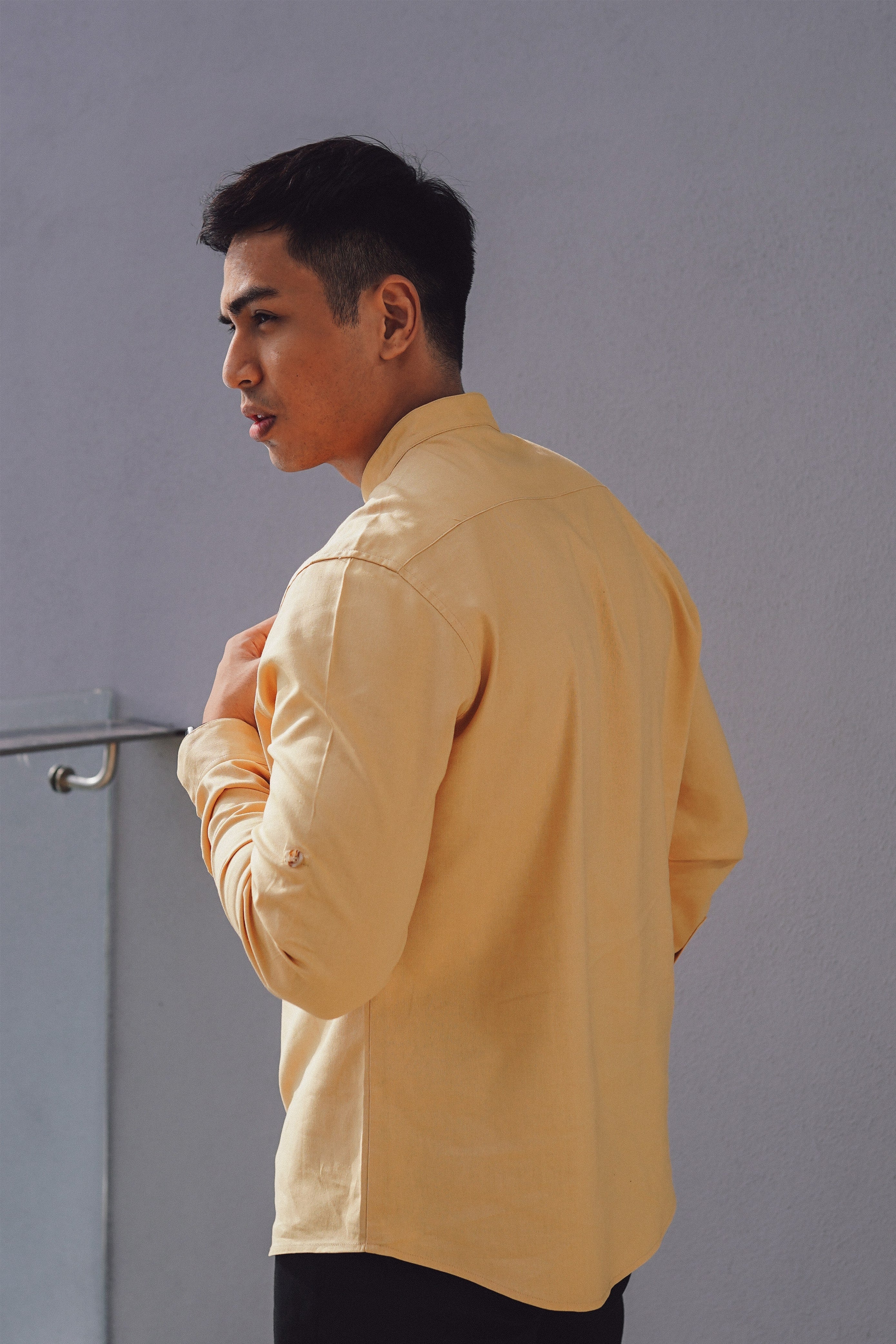 male model in high quality yellow kurta by Petit Moi