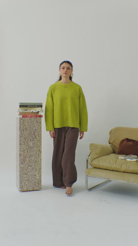 NUVOLA KNIT SWEATER IN CHARTREUSE