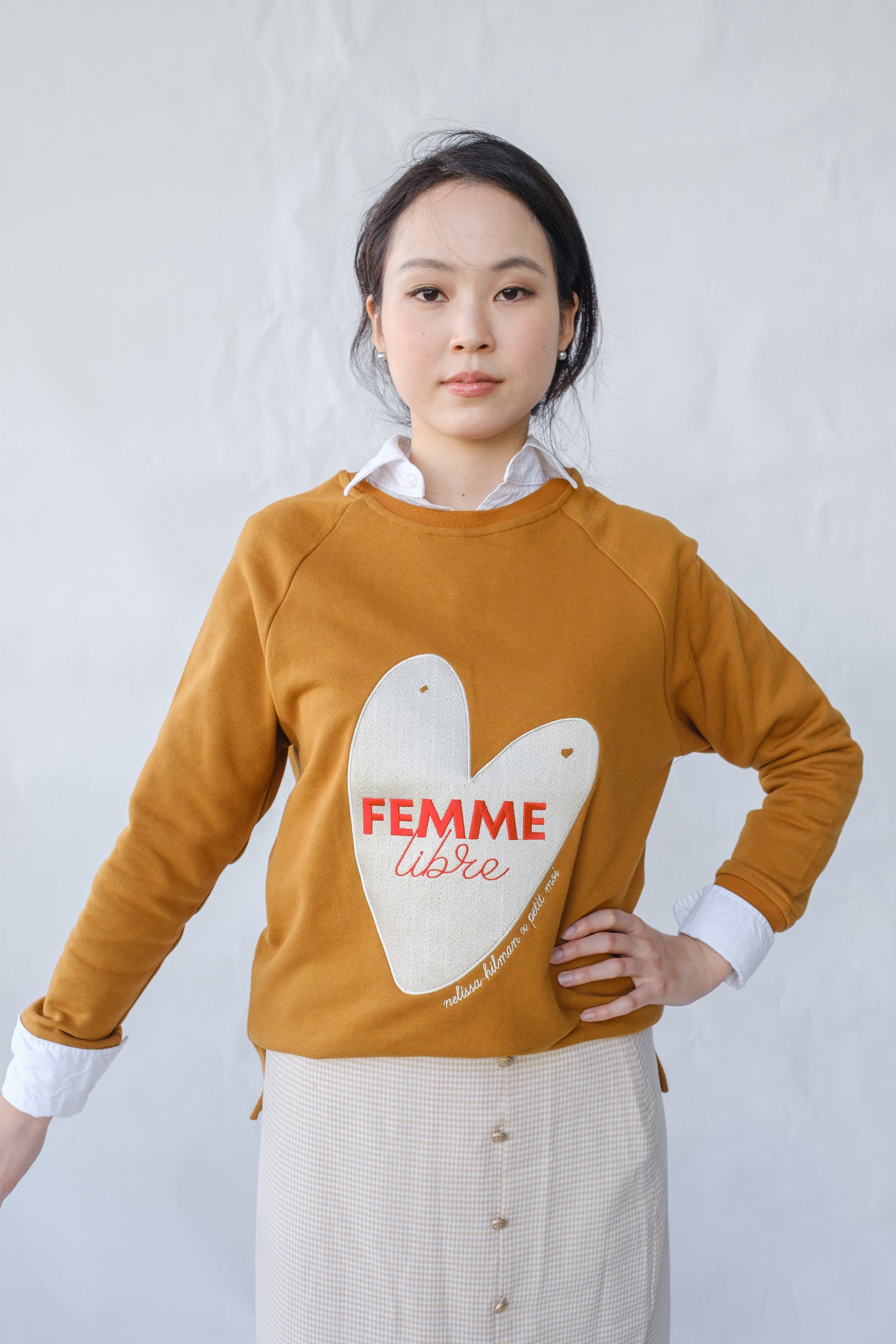 asian international women's day jumper in toffee