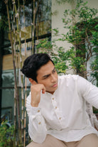 male model in high quality white kurta by Petit Moi