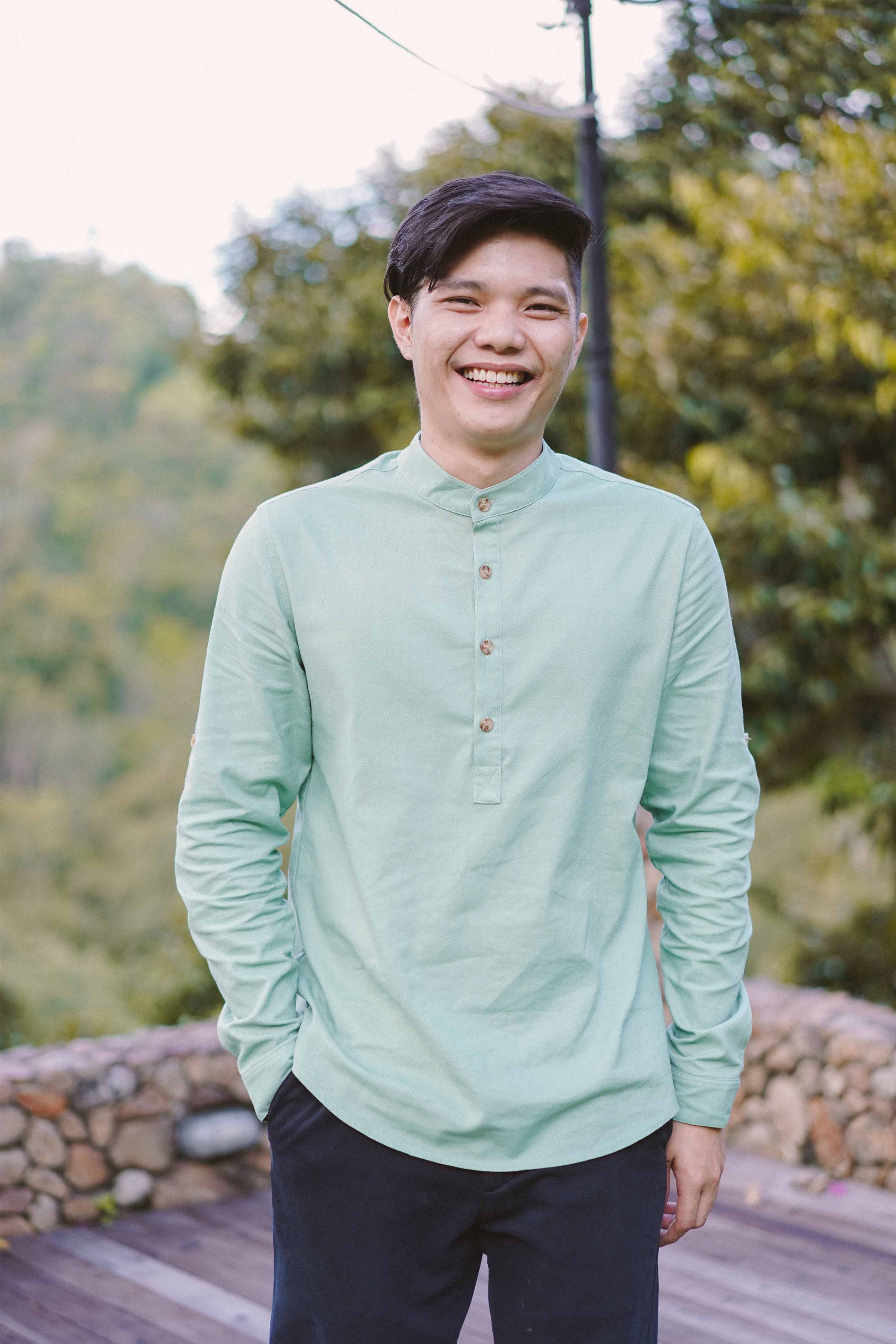 man wearing high quality green kurta by Petit Moi