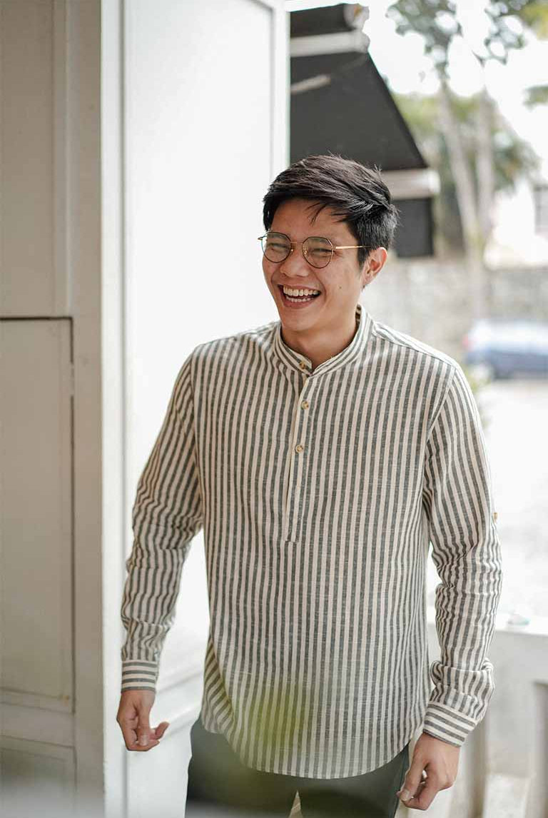 asian model in high quality striped kurta by Petit Moi