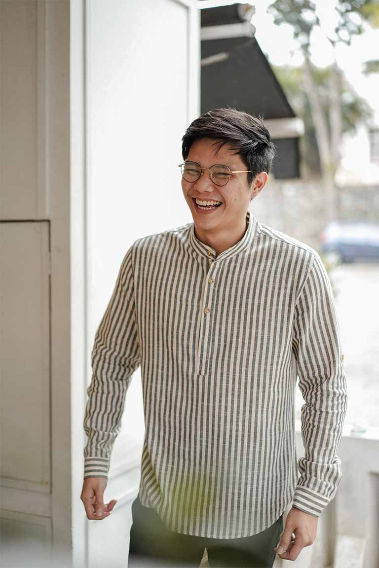 asian model in high quality striped kurta by Petit Moi