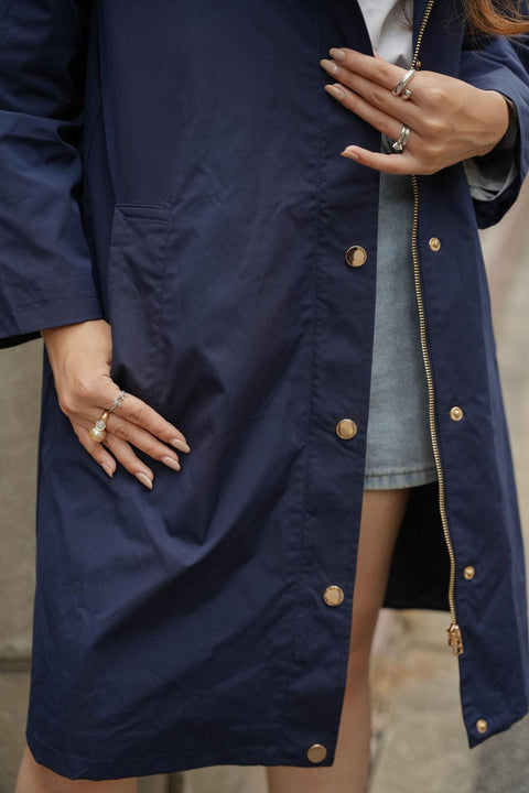 LONG PARKA IN NIGHT BLUE