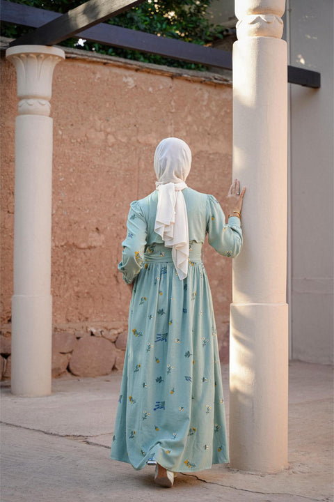 NAEMA DRESS IN TEAL FLORAL