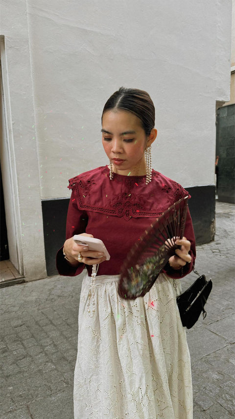 MARGOT KURUNG IN BURGUNDY